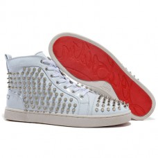 Pantofi sport Christian Louboutin Louis Spikes, albi Pantofi sport Christian Louboutin Louis Spikes, albi