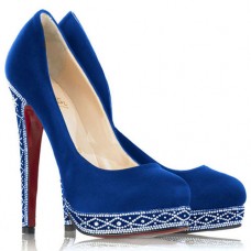 Pantofi cu toc Christian Louboutin Eugenie 120mm, albaștri