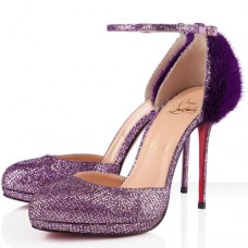 Pantofi Christian Louboutin Crazy Fur 120mm, culoare violet