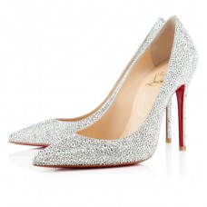 Pantofi Christian Louboutin Decollete 554 Strass 100mm argintii