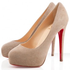 Pantofi cu toc Christian Louboutin Miss Clichy 140mm, culoare taupe