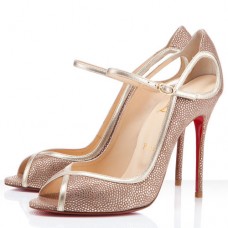 Pantofi cu toc înalt Christian Louboutin 1en8 100mm, model peep-toe, multicolori Pantofi cu toc înalt Christian Louboutin 1en8 100mm, model peep-toe, multicolori
