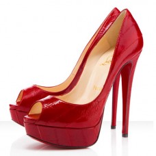 Pantofi Christian Louboutin Lady 140mm Peep Toe, roșii