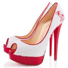 Pantofi Christian Louboutin Lady 140mm cu vârful deschis, albi