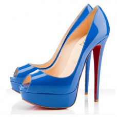 Pantofi Christian Louboutin Lady 140mm Peep Toe Albaștri