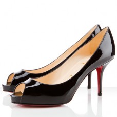 Pantofi Christian Louboutin Mater Claude 80mm cu vârful deschis, negri Pantofi Christian Louboutin Mater Claude 80mm cu vârful deschis, negri