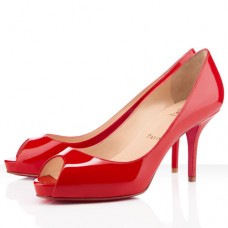 Pantofi Christian Louboutin Mater Claude 80mm cu vârful deschis, roșii