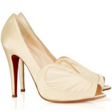 Pantofi Christian Louboutin Papilipi 100mm cu vârful deschis, albi Pantofi Christian Louboutin Papilipi 100mm cu vârful deschis, albi