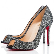 Pantofi Christian Louboutin Sexy 100mm Peep Toe Gri Pantofi Christian Louboutin Sexy 100mm Peep Toe Gri