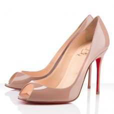 Pantofi Christian Louboutin Sexy 100mm Peep Toe, culoare Nude