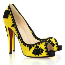 Pantofi Christian Louboutin Very Brode 120mm cu vârful deschis, galbeni