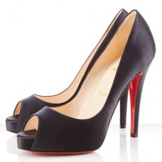 Pantofi Christian Louboutin Very Prive 100mm cu vârful deschis, negri Pantofi Christian Louboutin Very Prive 100mm cu vârful deschis, negri