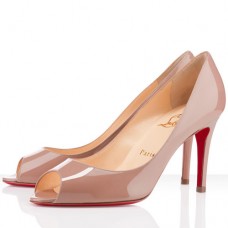 Pantofi cu toc peep-toe Christian Louboutin You You 80mm, culoare nud