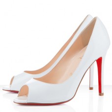 Pantofi cu toc înalt Christian Louboutin You You 100mm, cu vârf deschis, albi