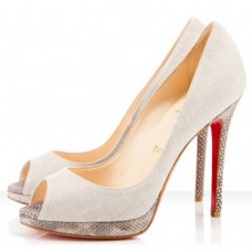 Pantofi Christian Louboutin Yolanda 120mm cu vârf deschis, bej Pantofi Christian Louboutin Yolanda 120mm cu vârf deschis, bej