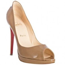 Pantofi Christian Louboutin Yolanda 120mm cu vârf deschis, culoare camel