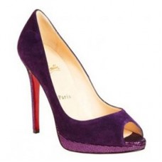 Pantofi Christian Louboutin Yolanda 120mm cu vârf deschis, violet