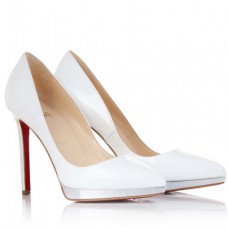 Pantofi Christian Louboutin Pigalle Plato 120mm, culoare alb