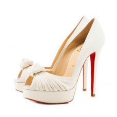 Christian Louboutin Greissimo 140mm Peep Toe Pompe Albe