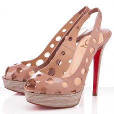 Pantofi Christian Louboutin Ginza 140mm cu vârf deschis, culoare nud