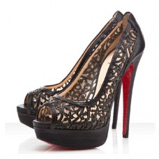 Pantofi Christian Louboutin Pampas 140mm cu vârf deschis, negri