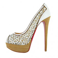 Pantofi Christian Louboutin Pampas 140mm cu vârful deschis, albi