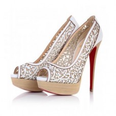 Pantofi Christian Louboutin Pampas 140mm cu vârful deschis, albi