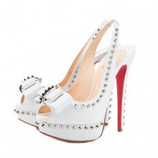 Pantofi Christian Louboutin Lady Clou 140mm Slingbacks Albi
