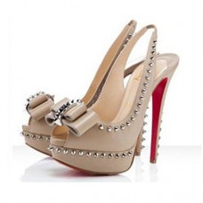 Pantofi sport Christian Louboutin Lady Clou 140mm cu talpă plată, culoare nud