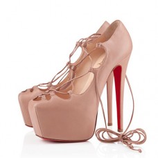 Pantofi cu platformă Christian Louboutin Ghildarc 160mm, culoare nud