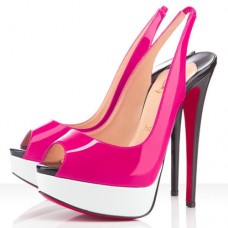 Pantofi sport Christian Louboutin Lady Peep 140mm, model roz Matador/alb