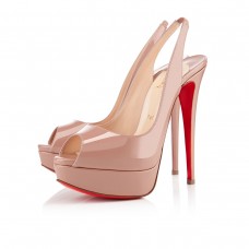 Pantofi sport Christian Louboutin Lady Peep 140mm, culoare nud