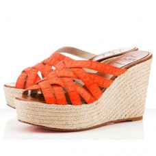 Christian Louboutin Crepon 100mm Wedges Portocaliu Christian Louboutin Crepon 100mm Wedges Portocaliu