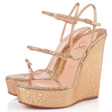 Pantofi cu platformă Christian Louboutin 123 Zeppa 140mm, aurii
