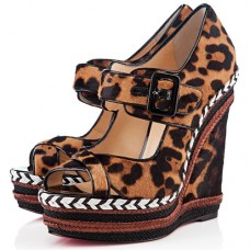 Pantofi cu platformă Christian Louboutin Highlander 140mm, cu imprimeu leopard