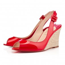 Pantofi cu platformă Christian Louboutin Puglia 80mm, cu burete, culoare Rouge Lipstick