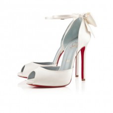 Pantofi Christian Louboutin Dos Noeud 120mm pentru ocazii speciale, alb-negru