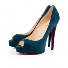 Pantofi Christian Louboutin Vendome 120mm cu vârful deschis, albaștri
