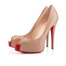 Christian Louboutin Vendome 120mm Pumps Peep Toe Nud/Roșu