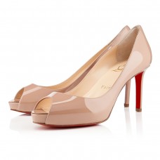 Pantofi Christian Louboutin No Matter 80mm cu vârful deschis, nud