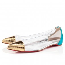 Sandale plate Christian Louboutin Corbeau Aur/Caraibes Sandale plate Christian Louboutin Corbeau Aur/Caraibes
