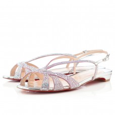 Sandale plate Christian Louboutin Lady strass argintii Sandale plate Christian Louboutin Lady strass argintii