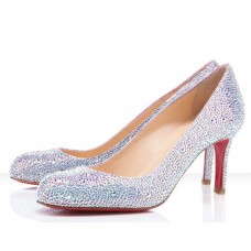 Pantofi Christian Louboutin Fifi Strass 100mm pentru ocazii speciale, argintii