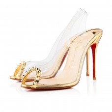 Pantofi Christian Louboutin Ring My Toe 80mm Slingbacks Auriu