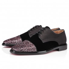 Mocasini Christian Louboutin Bruno Orlato cu sclipici, roz antic