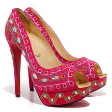 Pantofi Christian Louboutin Bollywoody 140mm cu vârful deschis, roz aprins
