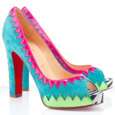 Pantofi Christian Louboutin Tibu 120mm cu vârful deschis, albaștri
