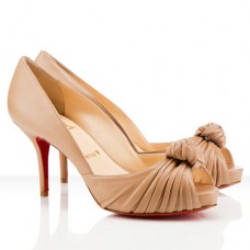Christian Louboutin Greissimo 80mm Peep Toe Pumps Bej