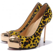 Pantofi Christian Louboutin Metalipp 120mm cu toc leopard/galben