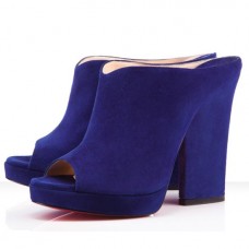 Pantofi Christian Louboutin Roche Mule Peep Toe, indigo